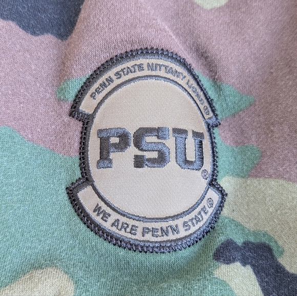 Nike Penn State Sweatshirt Military Appreciation Olive Camo Sleeve Flag Patch -M - Picture 3 of 10